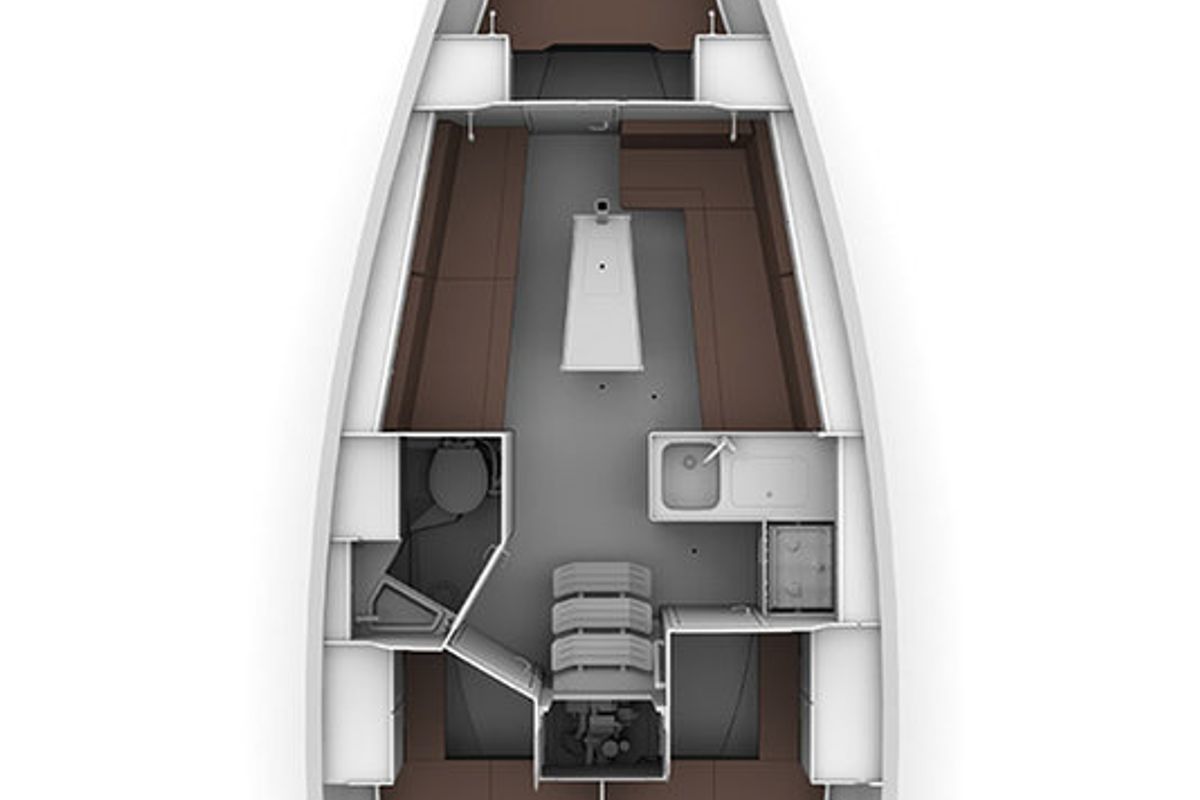 Floor plan of Talassa, a Bavaria Cruiser 34 sailboat at Punat, Croatia