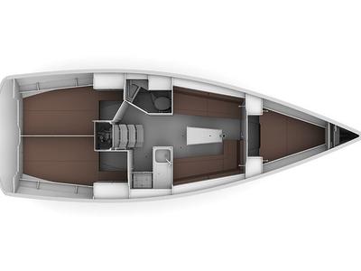 Floor plan of Talassa, a Bavaria Cruiser 34 sailboat at Punat, Croatia