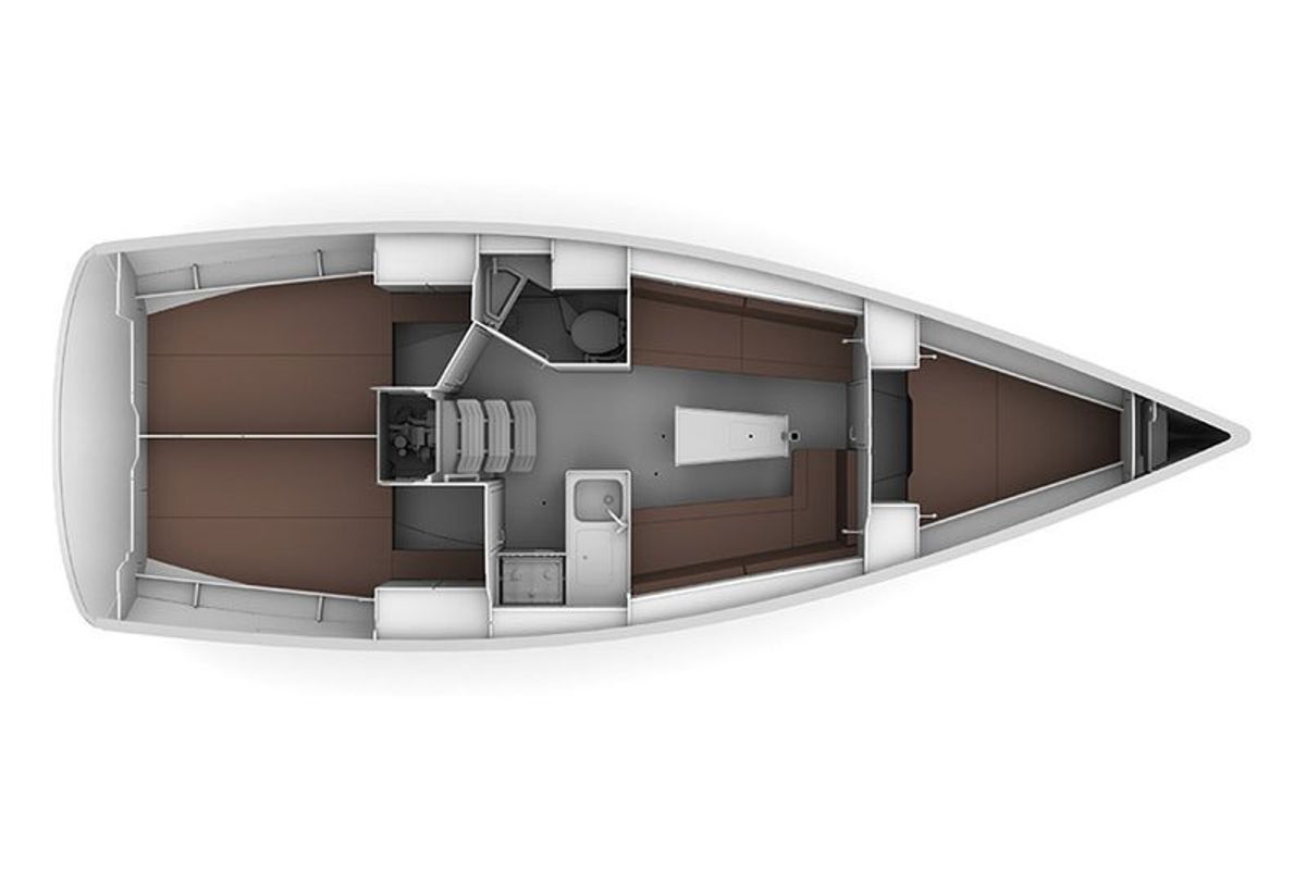 Floor plan of Talassa, a Bavaria Cruiser 34 sailboat at Punat, Croatia