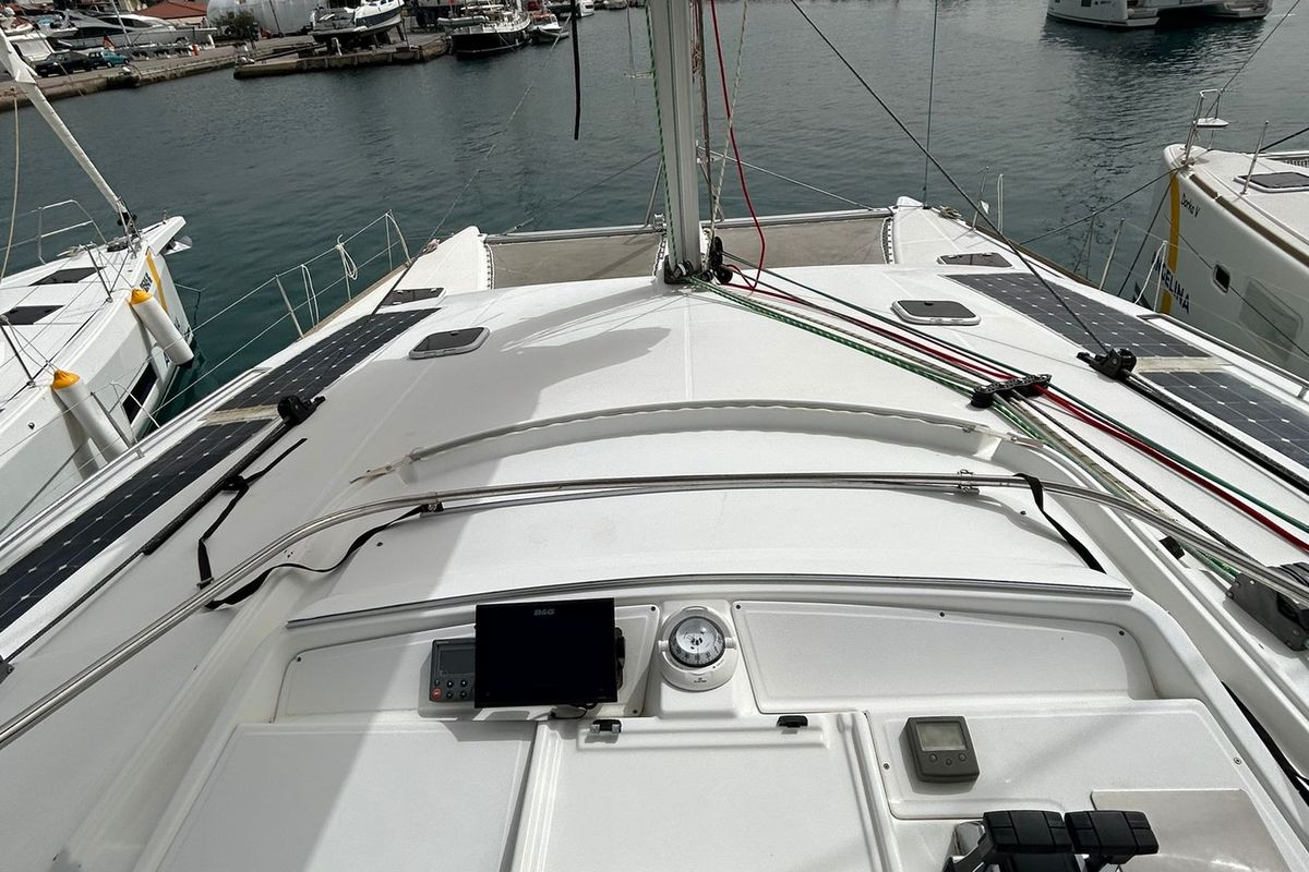 Deck of Manatee, a Lagoon 440 catamaran at Grad Vodice, Croatia