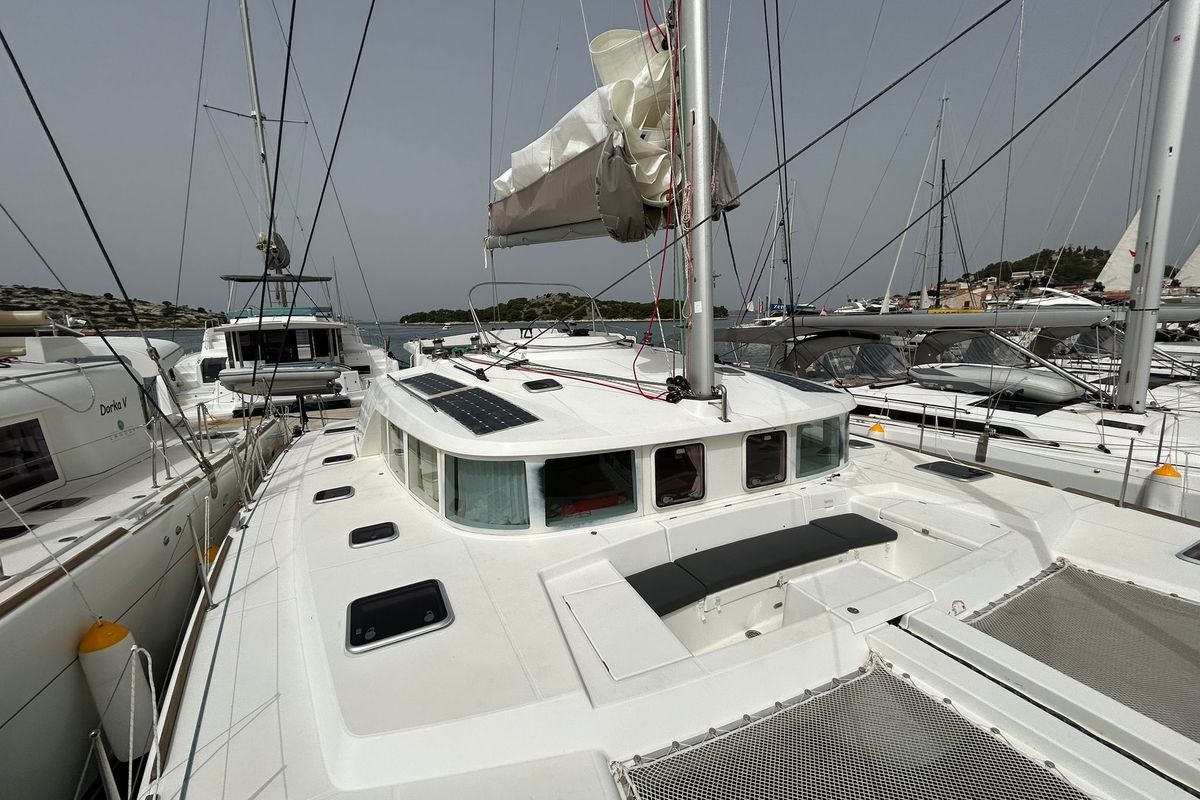 Exterior view of Manatee, a Lagoon 440 catamaran at Grad Vodice, Croatia