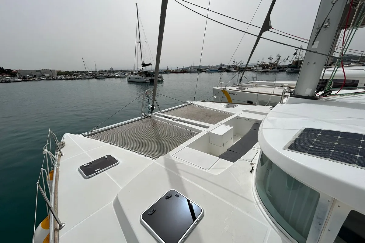 Deck of Manatee, a Lagoon 440 catamaran at Grad Vodice, Croatia