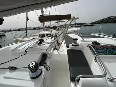 Cockpit of Manatee, a Lagoon 440 catamaran at Grad Vodice, Croatia