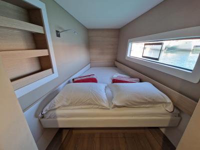 Cabin on WENNY, a Aventura Catamarans Aventura 37 catamaran at Sant Antoni de Portmany, Spain