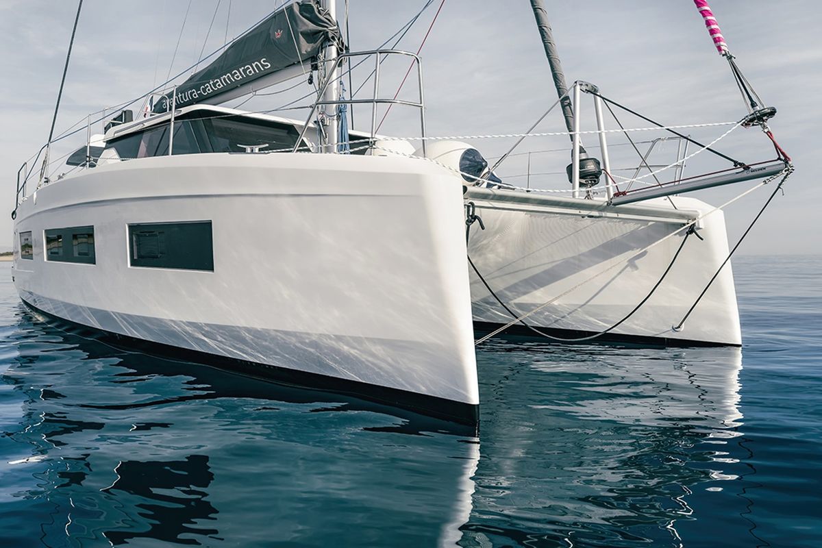 Exterior view of WENNY, a Aventura Catamarans Aventura 37 catamaran at Sant Antoni de Portmany, Spain