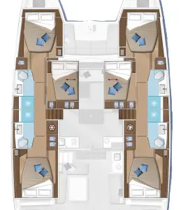 Floor plan of Tigrus, a Lagoon 50 catamaran at Seychelles, Eden Island Marina, Seychelles
