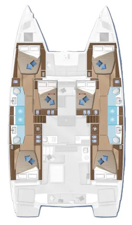 Floor plan of Tigrus, a Lagoon 50 catamaran at Seychelles, Eden Island Marina, Seychelles