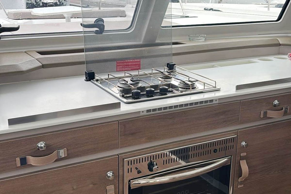 Galley of Cosmo, a Bali Catspace catamaran at Seychelles, Eden Island Marina, Seychelles