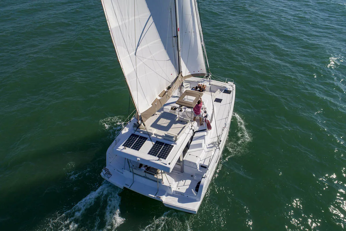 Exterior view of Cosmo, a Bali Catspace catamaran at Seychelles, Eden Island Marina, Seychelles