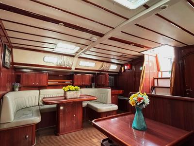 Salon of OSY V, a Ocean Star 56.1 sailboat at Athens, Greece