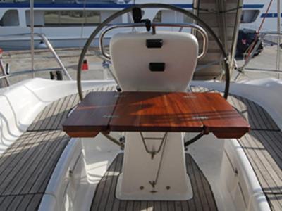 Cockpit of Ankereva, a Bavaria 36 sailboat at Volos Municipality, Greece