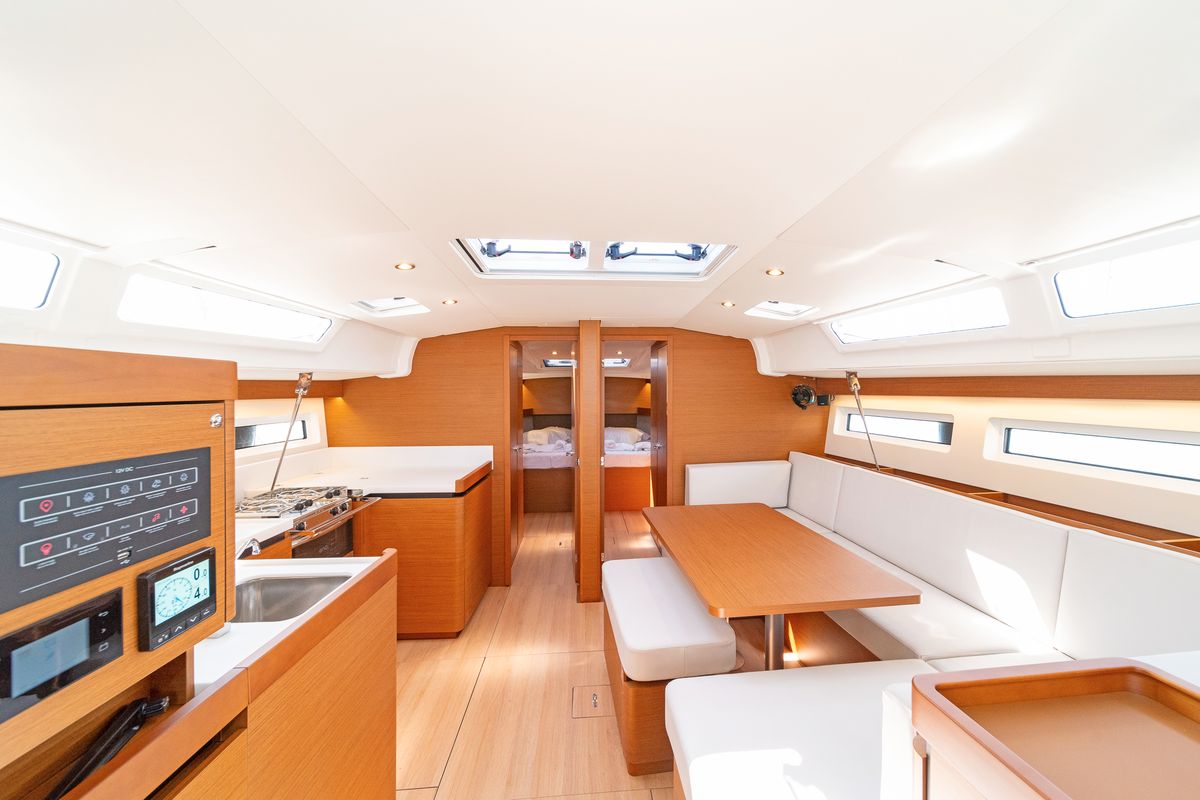 Salon of Calico Jack, a Jeanneau Sun Odyssey 490 sailboat at Athens, Greece