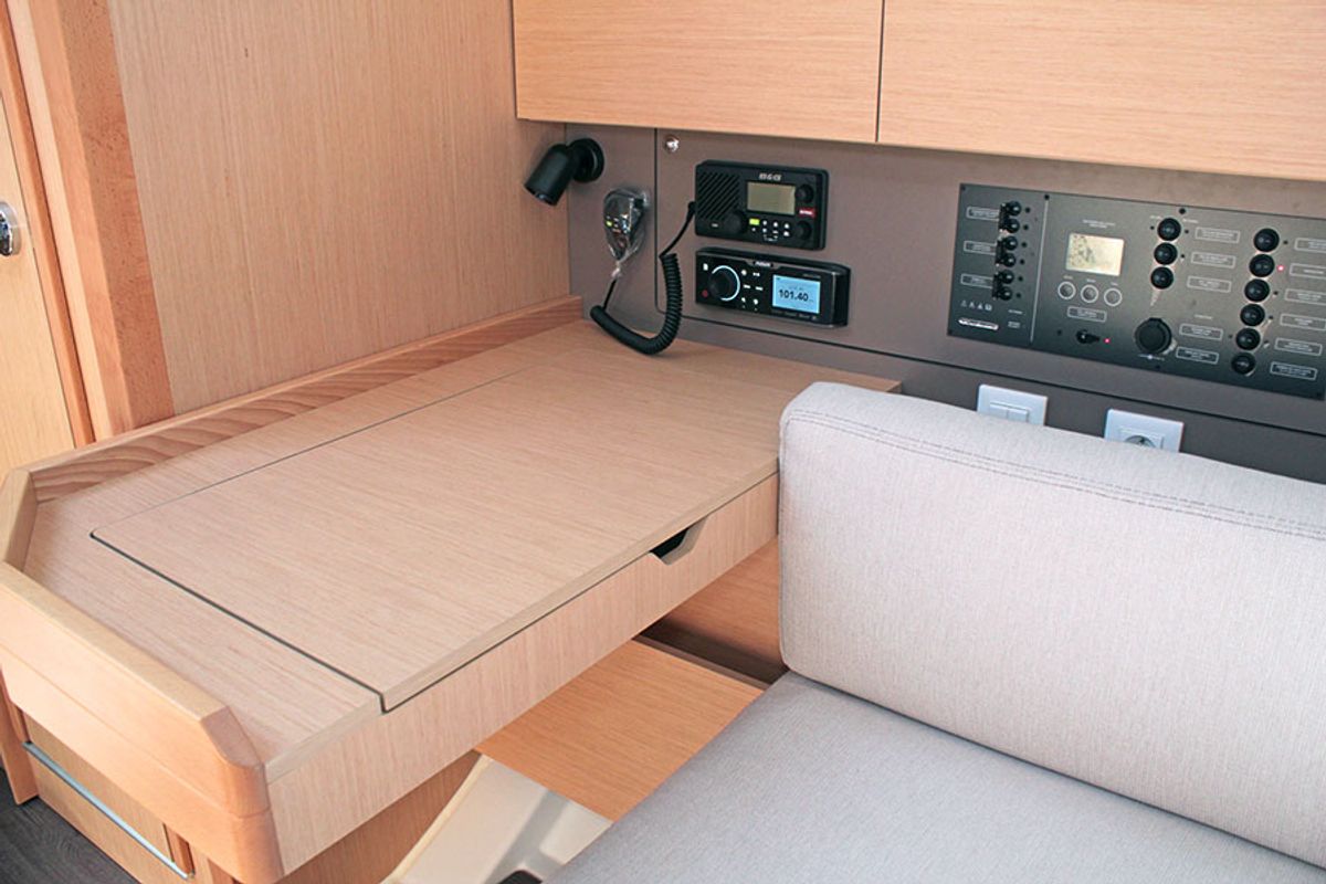 Salon of BOHEMIAN RHAPSODY, a Beneteau Oceanis 38.1 sailboat at Palma de Mallorca, Spain