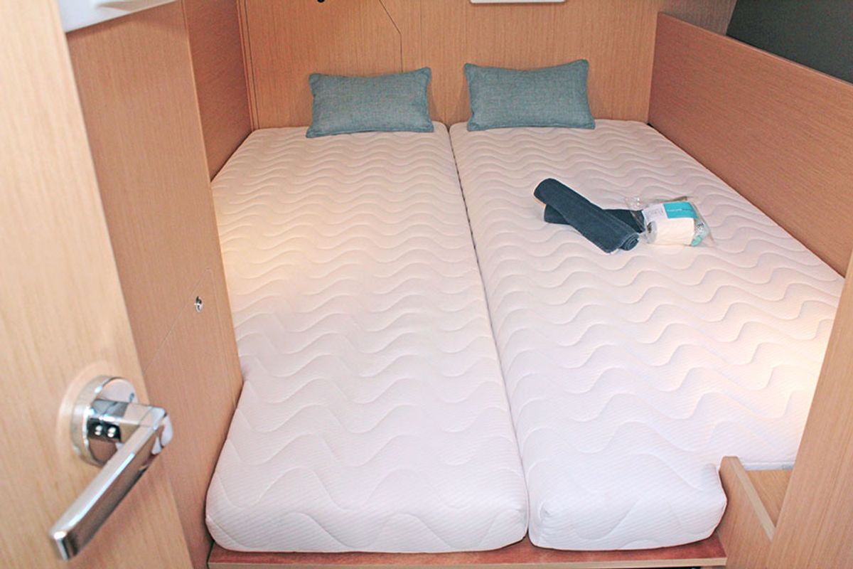 Cabin on BOHEMIAN RHAPSODY, a Beneteau Oceanis 38.1 sailboat at Palma de Mallorca, Spain