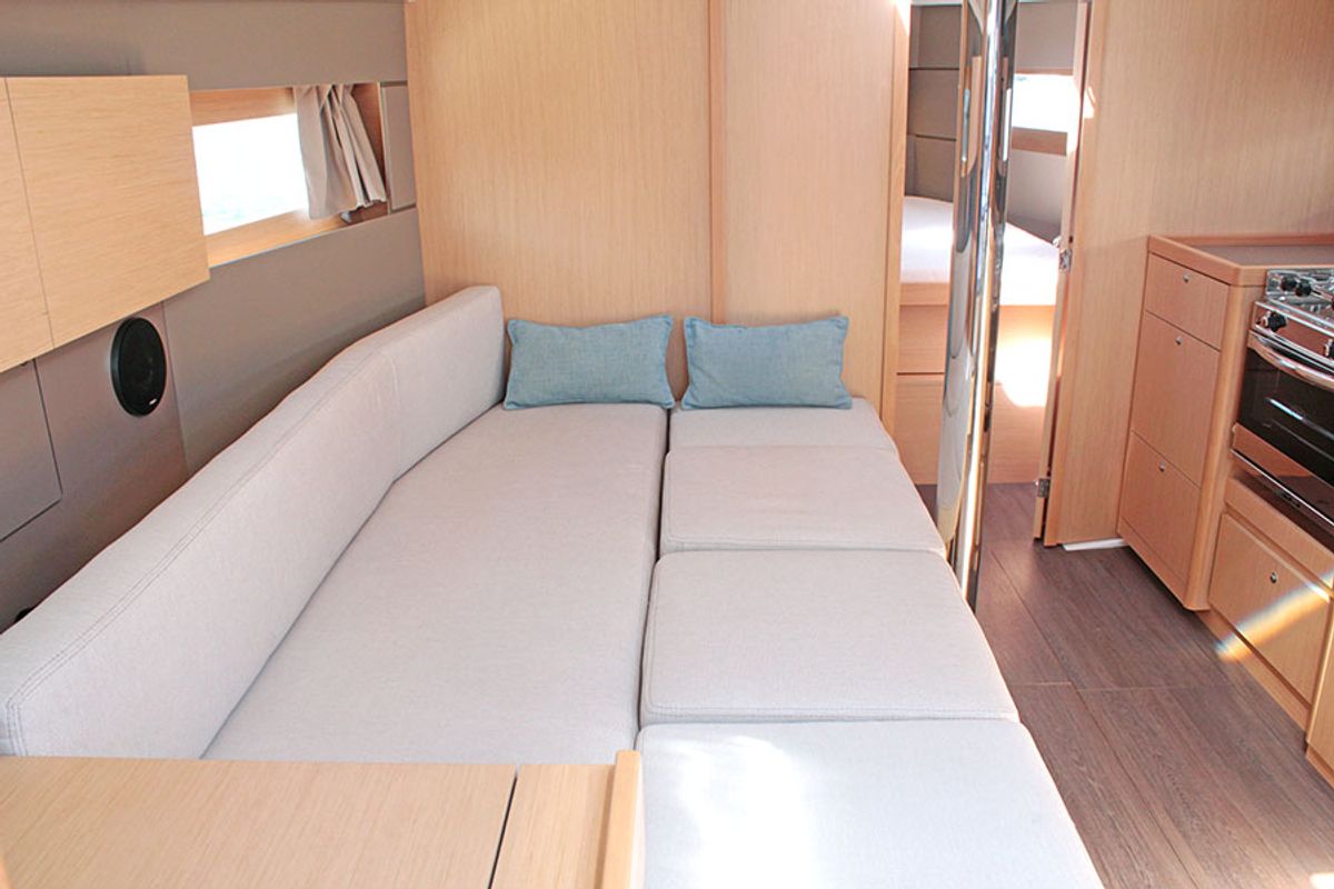 Cabin on BOHEMIAN RHAPSODY, a Beneteau Oceanis 38.1 sailboat at Palma de Mallorca, Spain