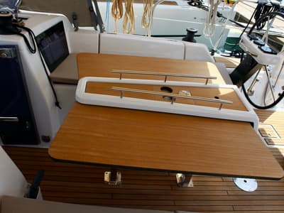 Deck of Zion, a Dufour 360 Grand Large sailboat at Municipal Unit of Lefkada, Greece