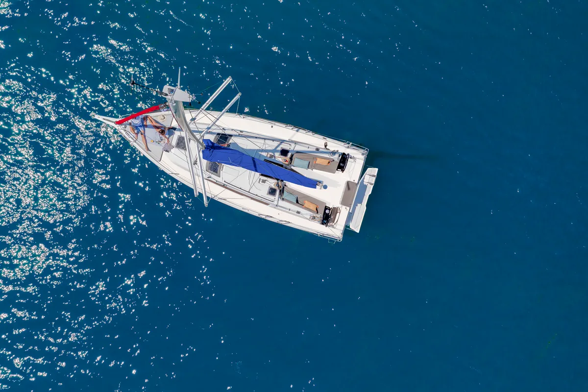 Exterior view of Sunsail 37.3 Premium Plus, a Dufour 37 sailboat at Municipal Unit of Lefkada, Greece