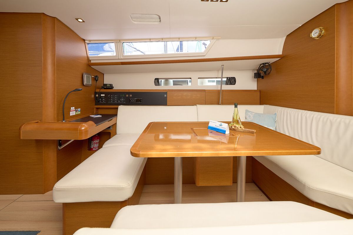 Salon of Pina, a Jeanneau Sun Odyssey 479 sailboat at Grad Trogir, Croatia
