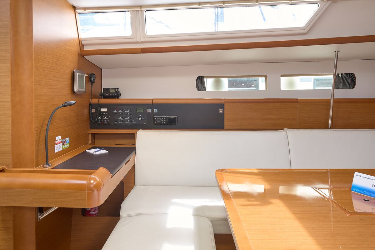 Salon of Pina, a Jeanneau Sun Odyssey 479 sailboat at Grad Trogir, Croatia