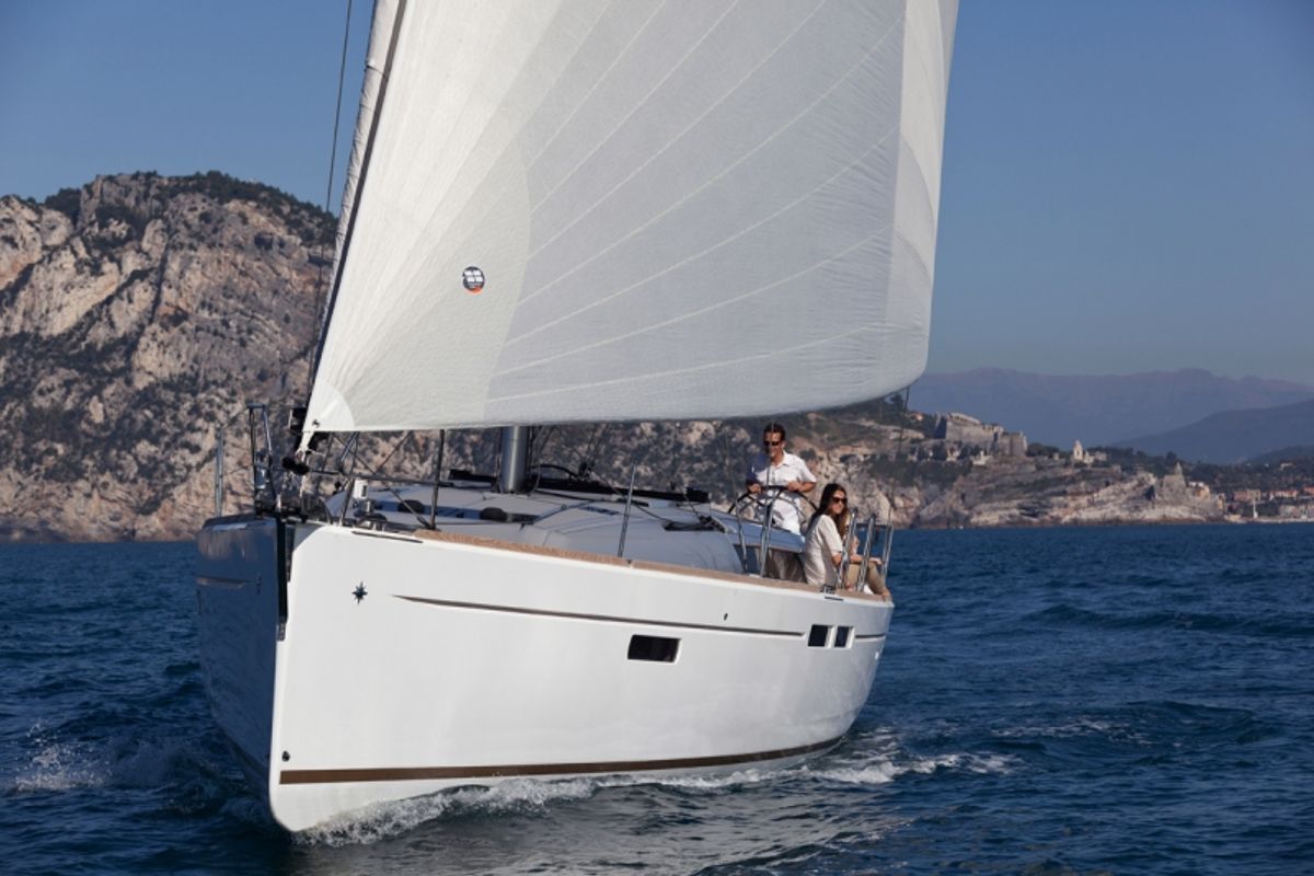 Exterior view of Pina, a Jeanneau Sun Odyssey 479 sailboat at Grad Trogir, Croatia