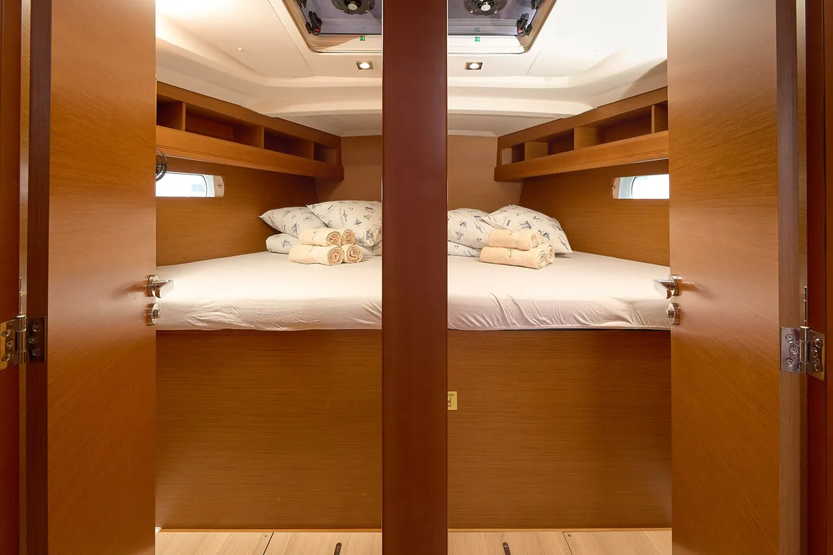 Cabin on Pina, a Jeanneau Sun Odyssey 479 sailboat at Grad Trogir, Croatia