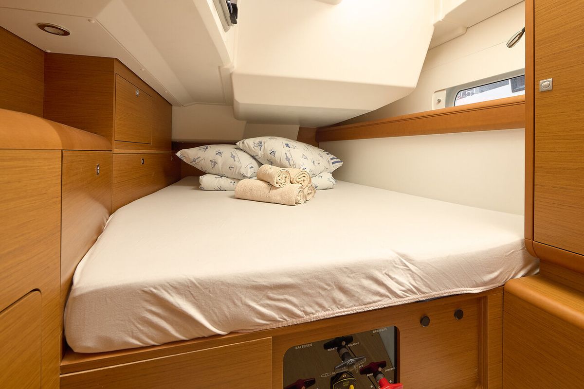 Cabin on Pina, a Jeanneau Sun Odyssey 479 sailboat at Grad Trogir, Croatia