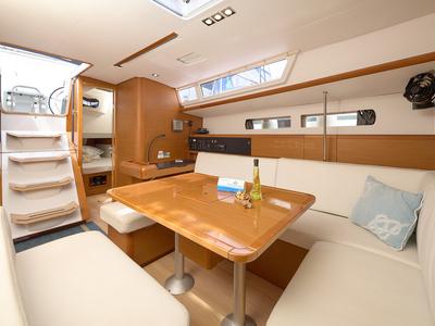 Salon of Pina, a Jeanneau Sun Odyssey 479 sailboat at Grad Trogir, Croatia