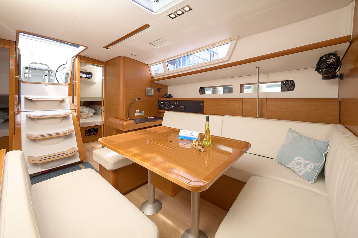 Salon of Pina, a Jeanneau Sun Odyssey 479 sailboat at Grad Trogir, Croatia