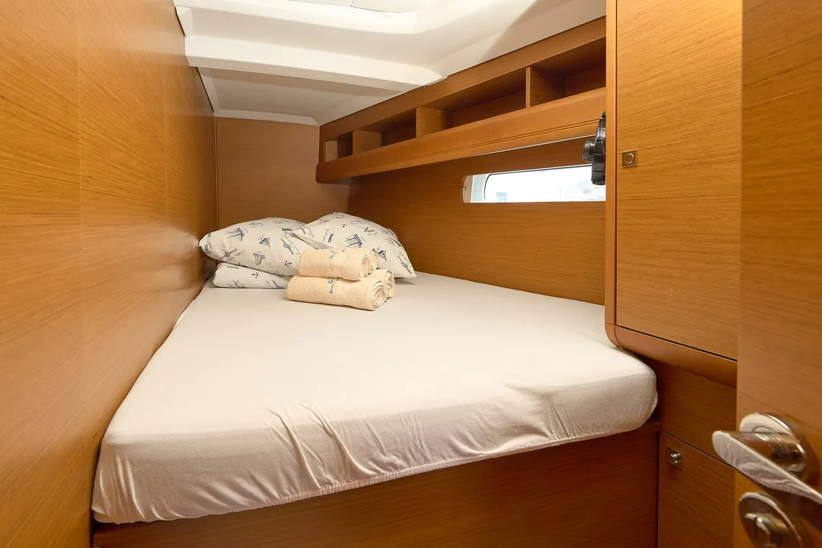 Cabin on Pina, a Jeanneau Sun Odyssey 479 sailboat at Grad Trogir, Croatia