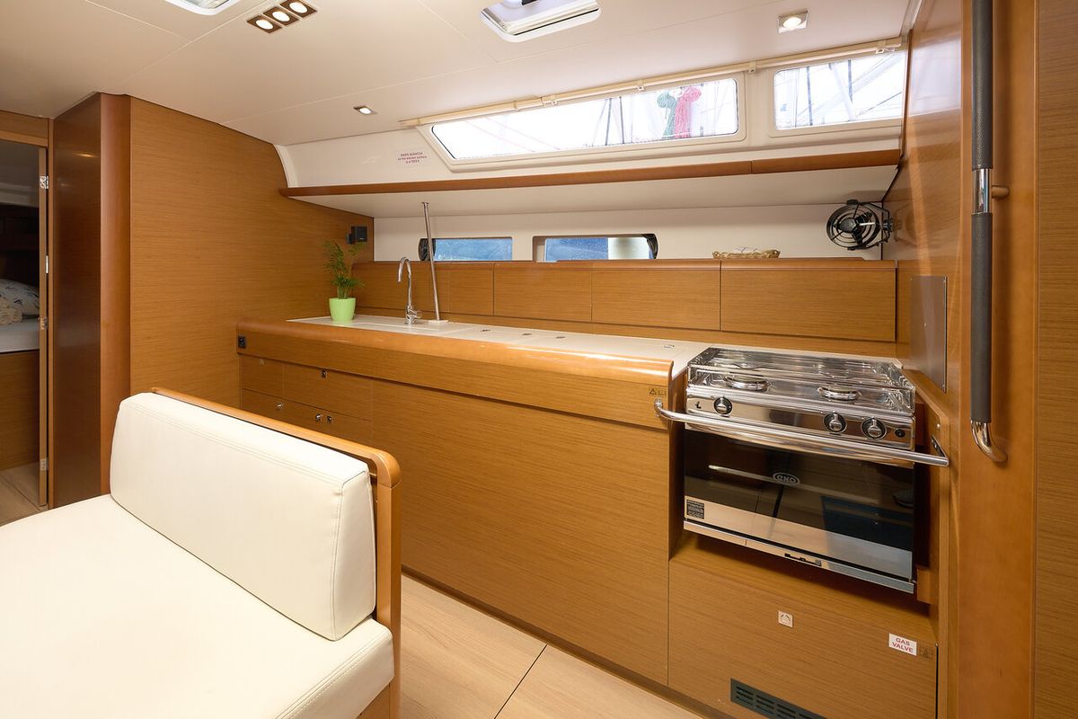 Galley of Pina, a Jeanneau Sun Odyssey 479 sailboat at Grad Trogir, Croatia