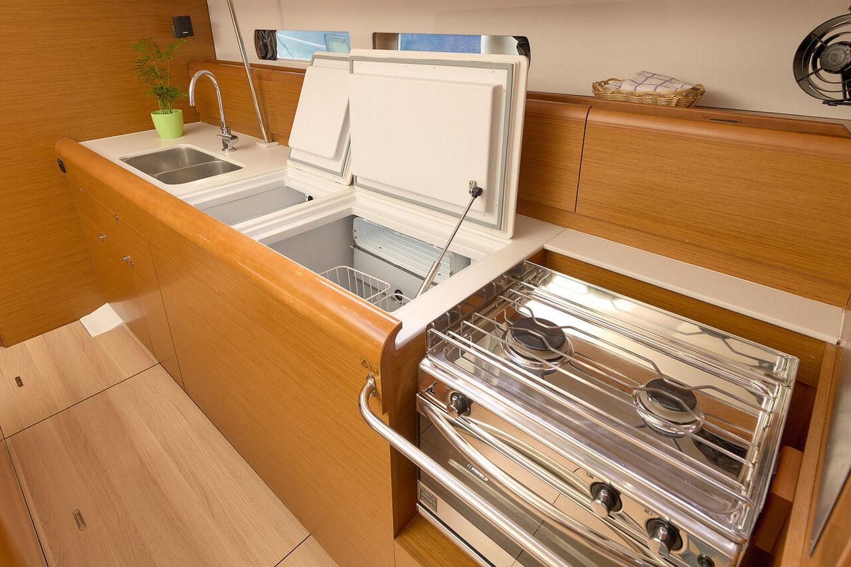 Galley of Pina, a Jeanneau Sun Odyssey 479 sailboat at Grad Trogir, Croatia