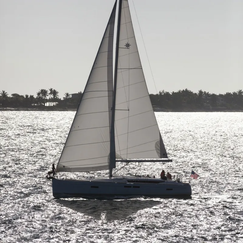 Exterior view of Pina, a Jeanneau Sun Odyssey 479 sailboat at Grad Trogir, Croatia