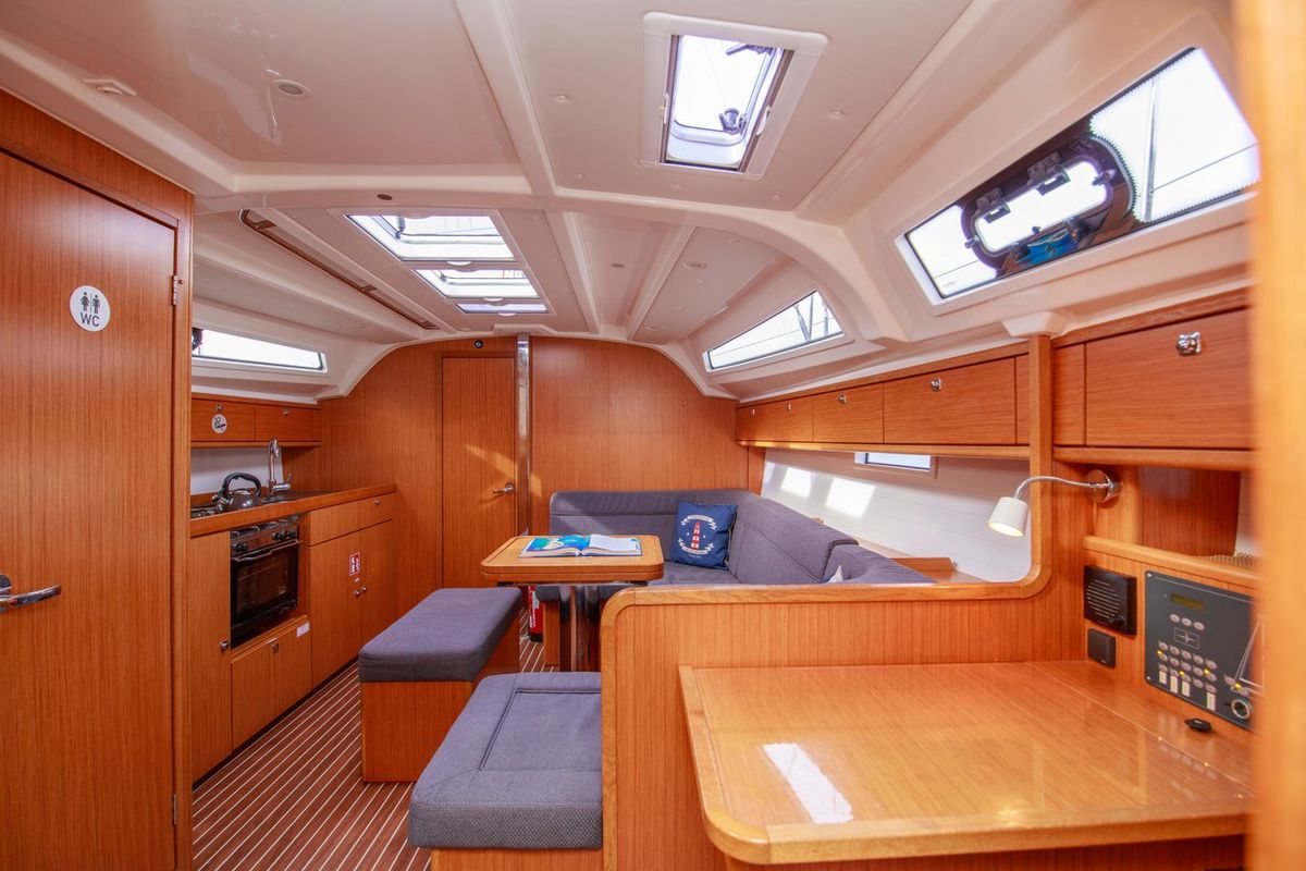 Salon of Tangram, a Bavaria Cruiser 41 sailboat at Fethiye, Turkey