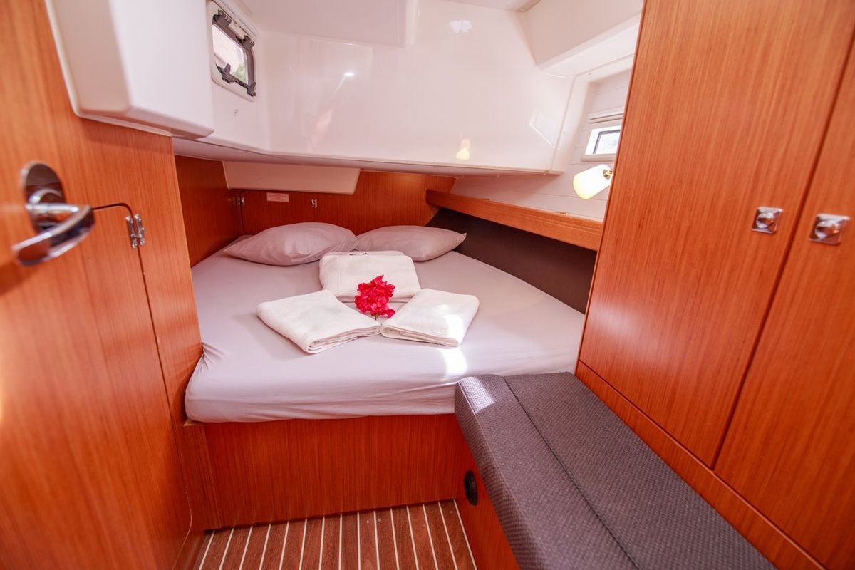 Cabin on Tangram, a Bavaria Cruiser 41 sailboat at Fethiye, Turkey