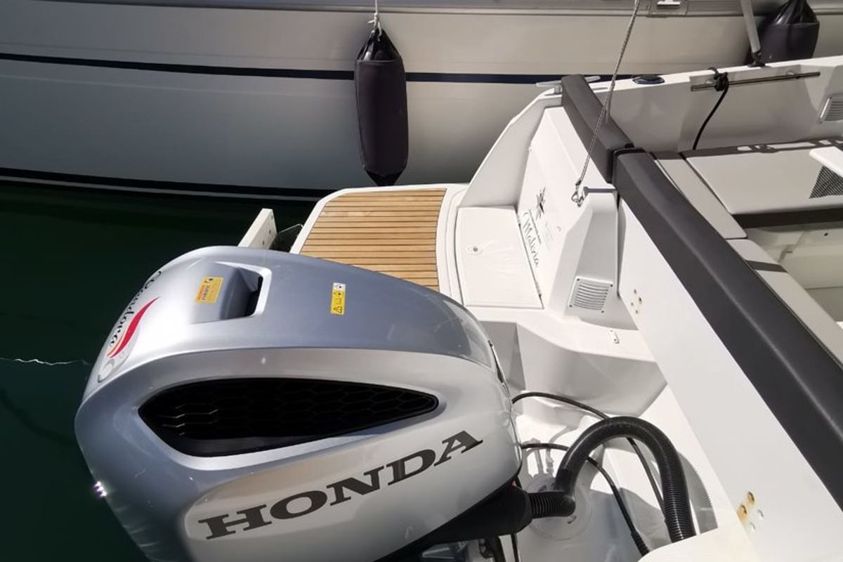 Malizia, a Jeanneau Merry Fisher 795 motorboat at Zadar, Croatia