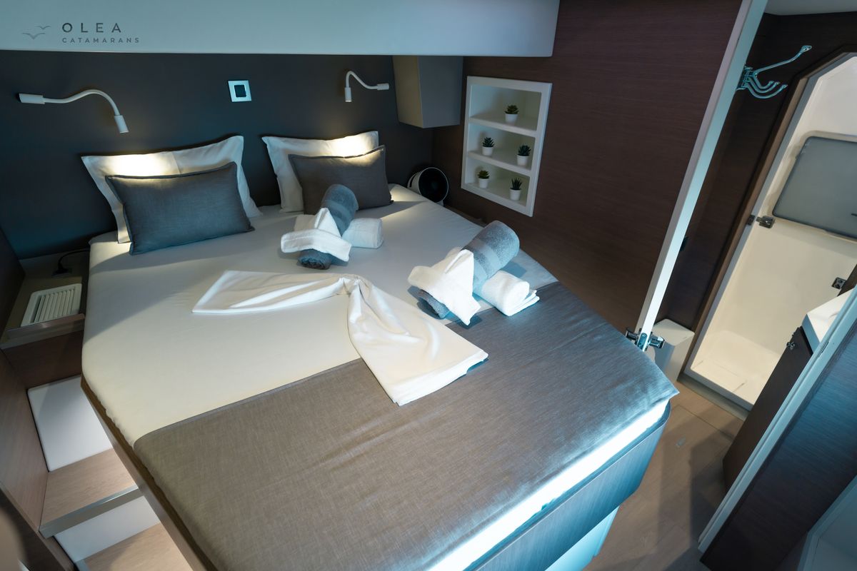 Cabin on Olea II, a Bali 4.8 catamaran at Municipal Unit of Lefkada, Greece