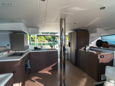 Galley of Olea II, a Bali 4.8 catamaran at Municipal Unit of Lefkada, Greece