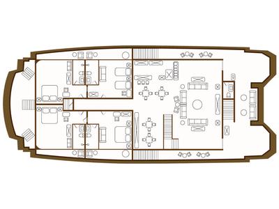 Floor plan of Elite - Cabin 2, a Gulet Power Catamaran catamaran at Baltra, Ecuador