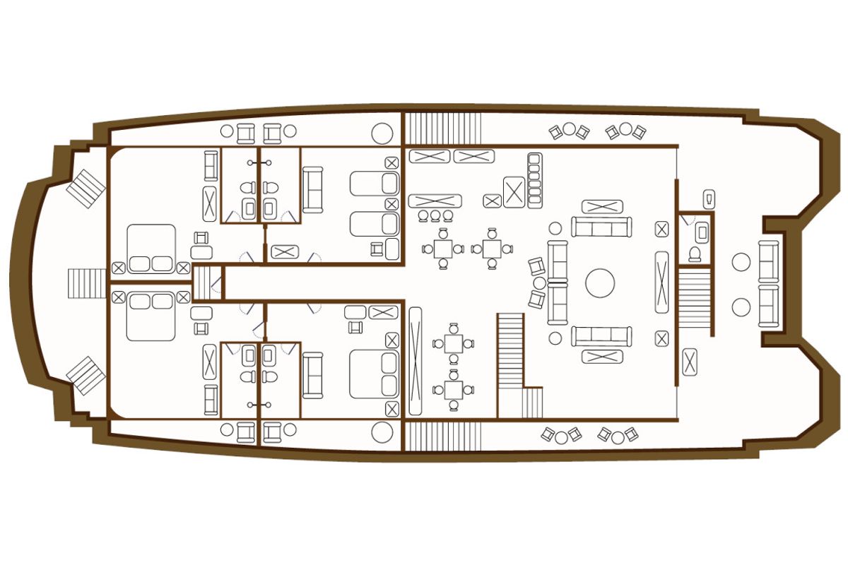Floor plan of Elite - Cabin 2, a Gulet Power Catamaran catamaran at Baltra, Ecuador