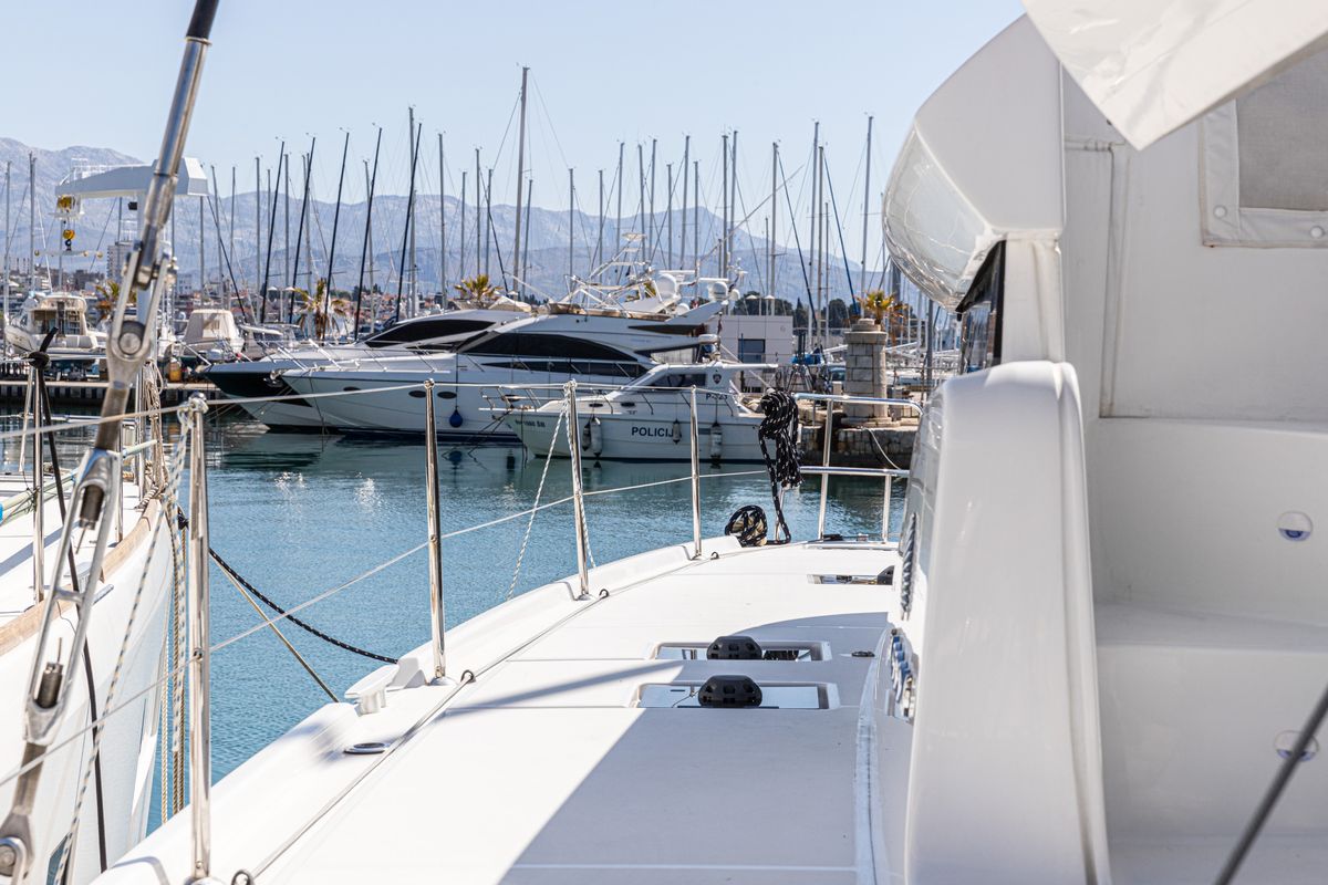 Deck of VELVET BREEZE, a Lagoon 46 catamaran at Općina Rogoznica, Croatia