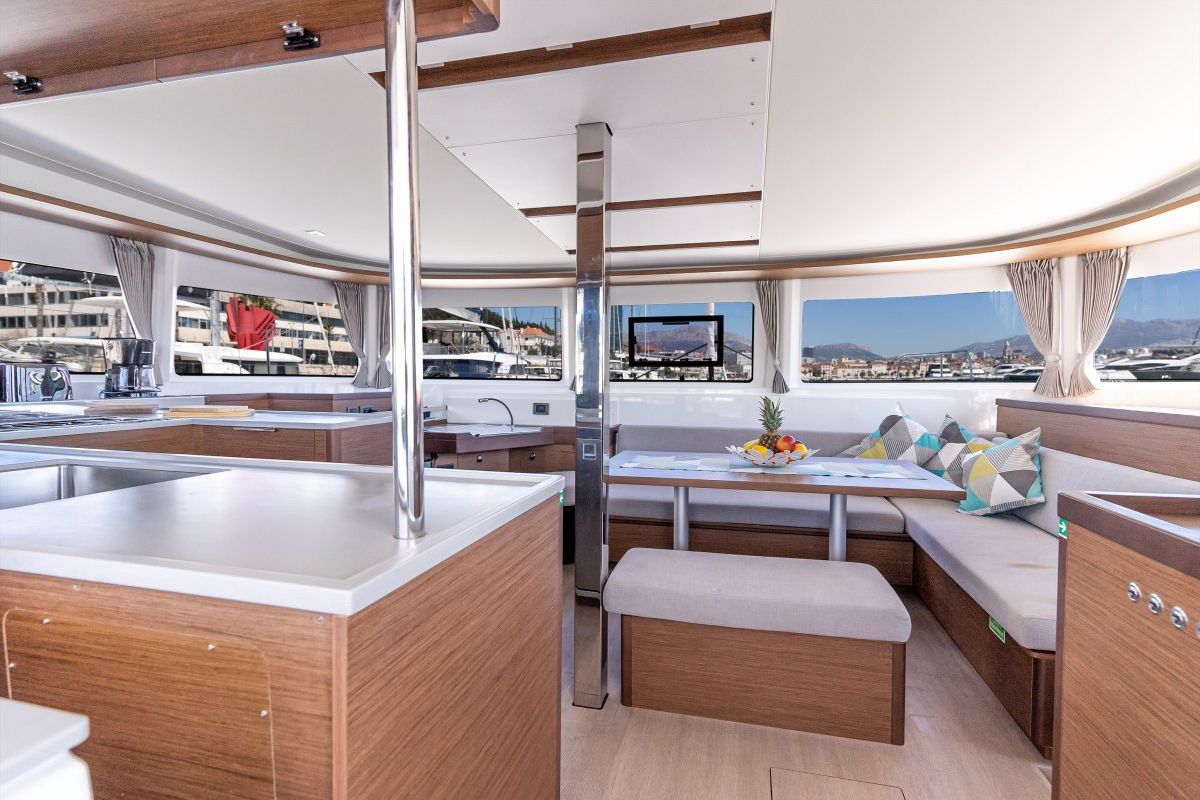Salon of VELVET BREEZE, a Lagoon 46 catamaran at Općina Rogoznica, Croatia
