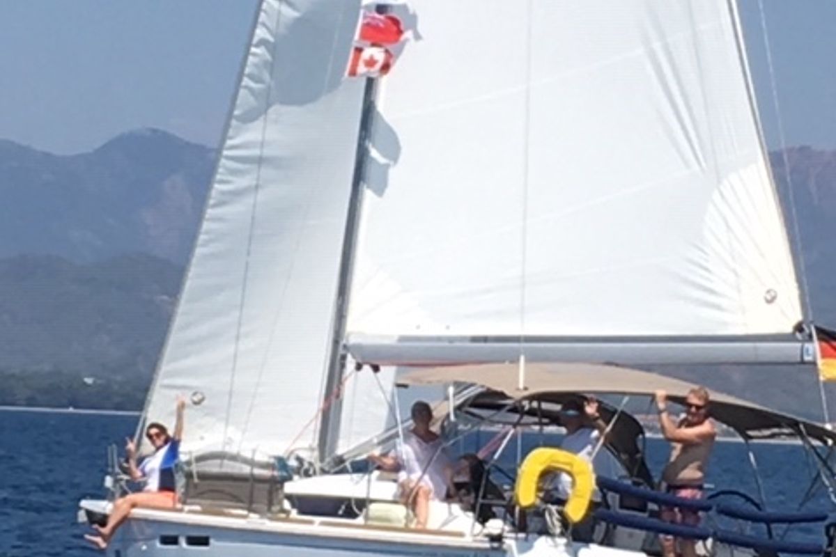 Exterior view of Malea, a Jeanneau Sun Odyssey 419 sailboat at Fethiye, Turkey