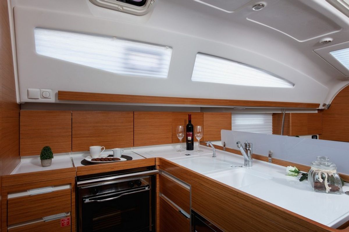 Galley of TINO, a Elan Impression 40 sailboat at Split, Croatia