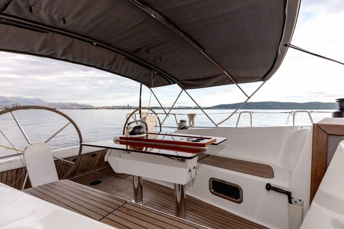Cockpit of TINO, a Elan Impression 40 sailboat at Split, Croatia