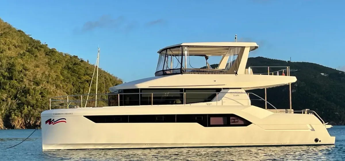Exterior view of Moorings 534 PC/8+1 Exclusive Plus, a Leopard 53 PC catamaran at Road Town, British Virgin Islands