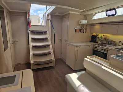 Salon of Skalpel 2, a Beneteau Oceanis 51.1 sailboat at Cagliari, Italy