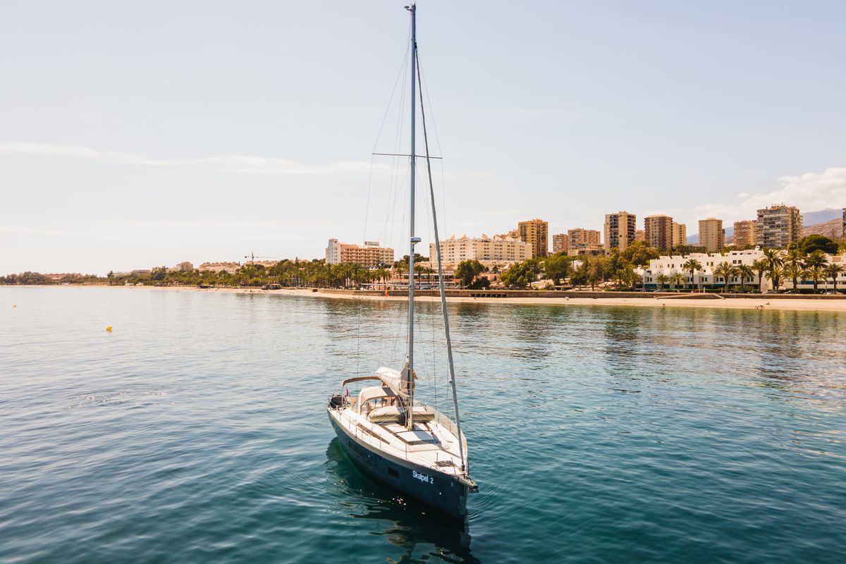 Exterior view of Skalpel 2, a Beneteau Oceanis 51.1 sailboat at Cagliari, Italy