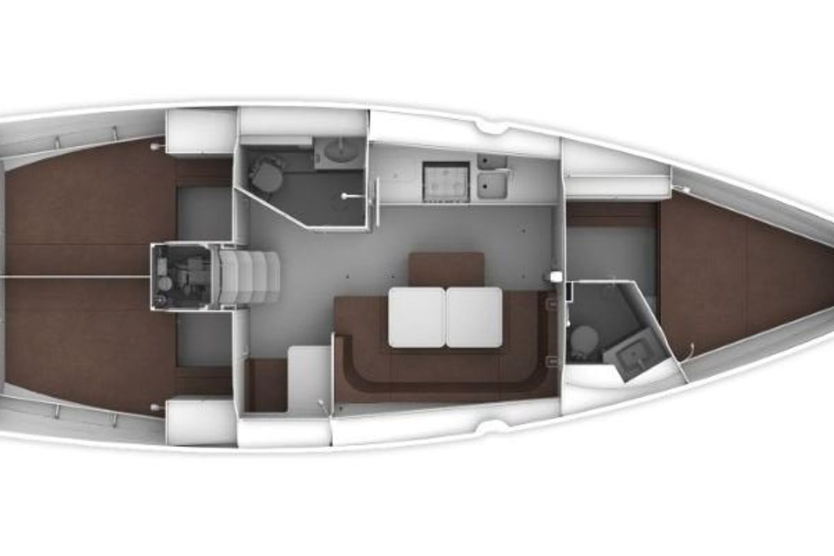 Floor plan of Levant, a Bavaria Cruiser 41 sailboat at Punat, Croatia