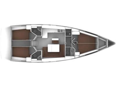Floor plan of Vanda, a Bavaria Cruiser 46 sailboat at Kontokali, Greece