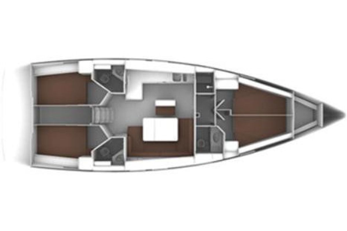 Floor plan of Vanda, a Bavaria Cruiser 46 sailboat at Kontokali, Greece
